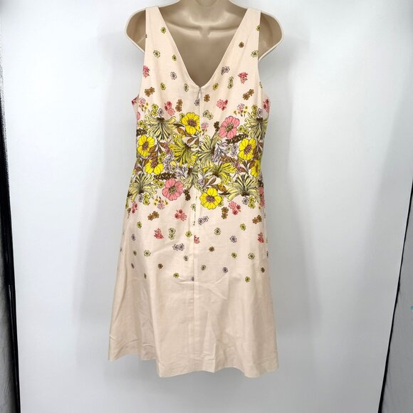 Loft Outlet Spring Dress sleeveless fit and flare Cream Floral woman’s size 10 - Picture 8 of 12